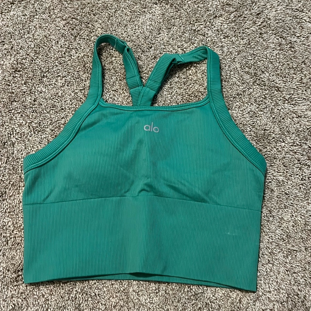 Alo Seamless Ribbed Favorite Bra Tank. Color- Lettuce. Size S